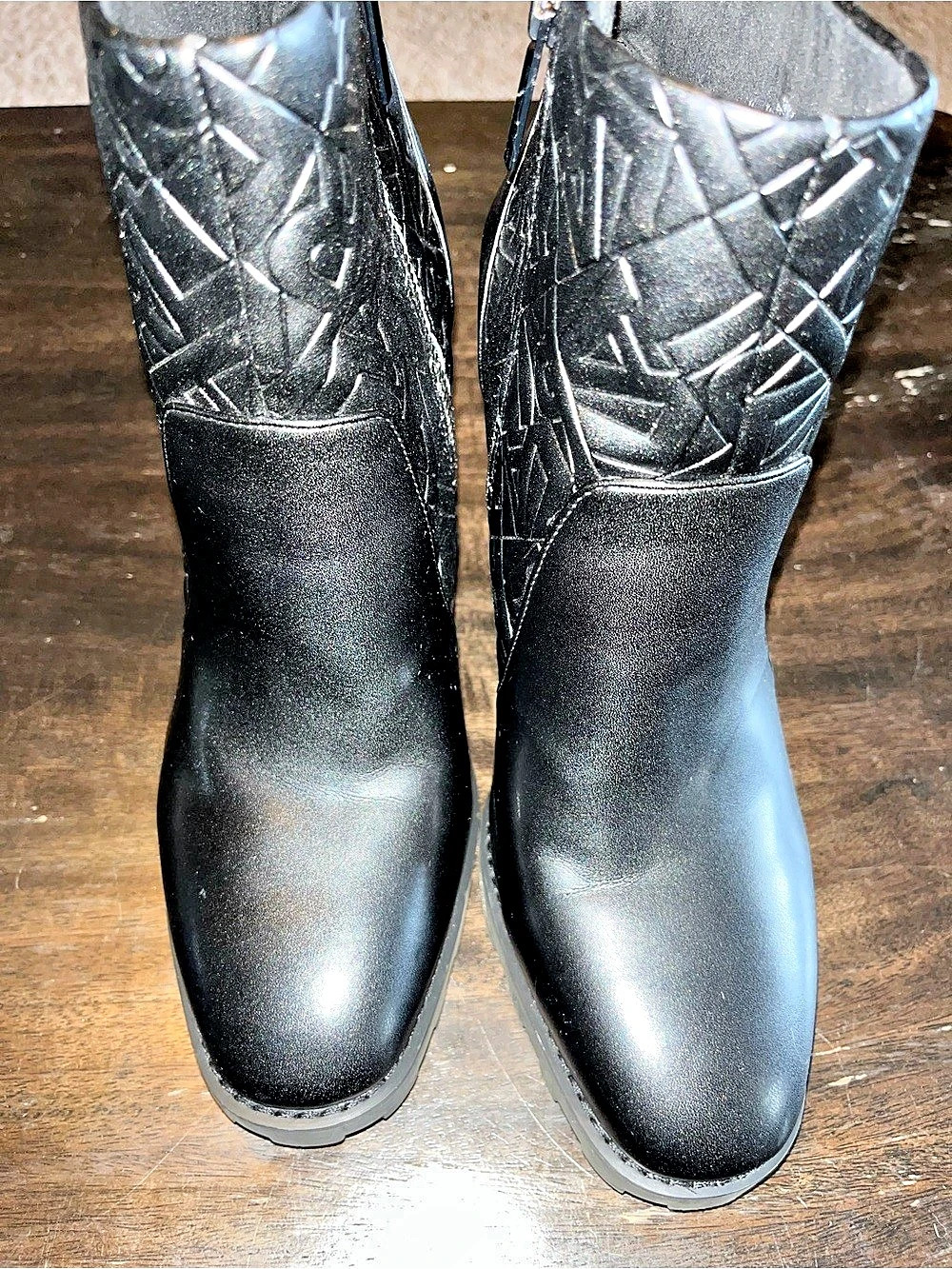 Karl Lagerfeld Black Geometric Heeled Ankle Boots